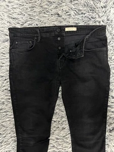All Saints Jeans Herren 36 Schwarz Cigarette Skinny Slim Dark Wash Button Fly Denim - Bild 1 von 13