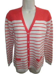 Lands End 100% Cashmere Coral Beige V-neck Cardigan Pockets Petite Size PS New - Picture 1 of 5