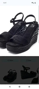 Moda In Pelle Black Jewel Wedges Sandals New UK 6 39 - Picture 1 of 8