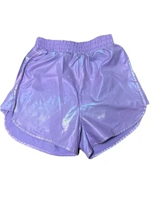girl's purple shiny shorts by Shein size 9Y elastic waist shimmer - Picture 1 of 2