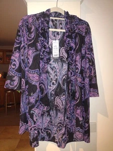 TAKING SHAPE JACKET/CARDI PLUS SIZE S 18/20 NWT BLACK/PURPLE AND SILVER - Picture 1 of 8