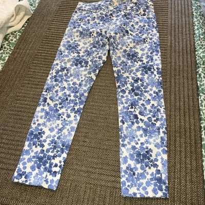 女士 Michael Kors 蓝色奶油色花卉踝牛仔裤金色五金尺寸 0 #132 — 第 1/4 张图片