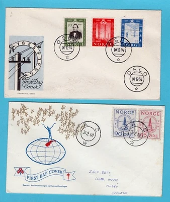 NORWAY 2 FDC's 1954 -1960 Oslo, As - Image 1 of 2