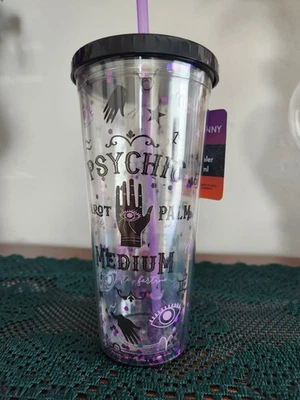 Tumbler 22 Oz. Psychic Theme BPA-Free Double wall Glitter by Zinny New With Tag - Image 1 of 4