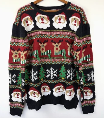 Suéter de Navidad Daisy’s Boutique Santa Rudolph Trees Talla XL No Feo Suave Grueso Foto 1 de 4