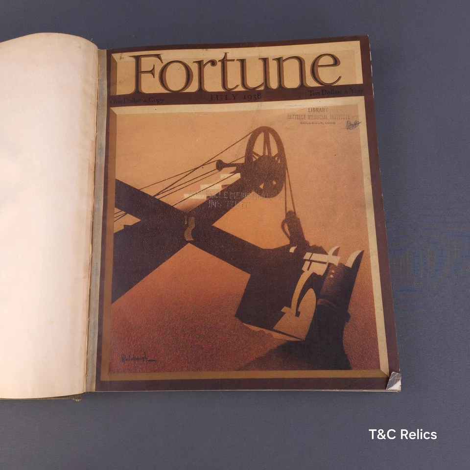 Vintage Fortune Bound Book Magazine July August Sept 1938 Battelle Memorial Ins - Image 1 of 4
