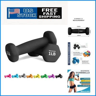 Portable 1 lb Neoprene Hex Dumbbells for Pilates & Strength Training - Pair of 2 - Image 1 of 4