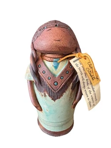 Etichette figurine donna nativa americana Val Knight firmate 1993 studio ceramica - Foto 1 di 9