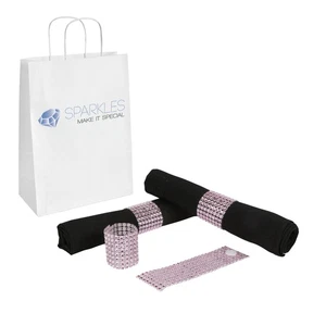 50 Pink Rhinestone Napkin Rings - 8 Row Reusable Fasteners - Picture 1 of 5