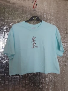 Loony Tunes - Embroidered Bugs Bunny - Green - Cropped T-shirt - Size Medium - Picture 1 of 5