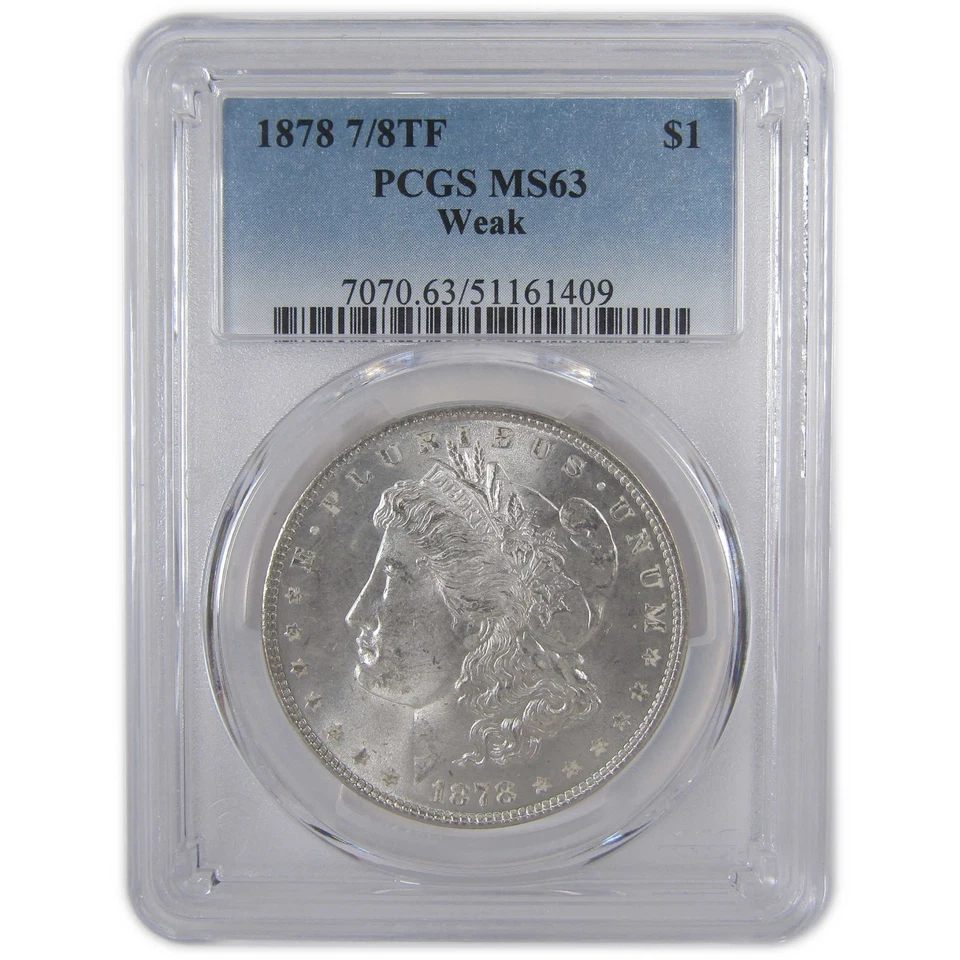 1878 7/8TF Weak Morgan Dollar MS 63 PCGS Silver $1 Coin SKU:I17759 - Image 1 of 4