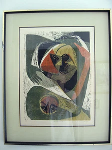 Beautiful Abstract Woman and Child? AP titled "NY / San Francisco" by "Net '67"? - Picture 1 of 8