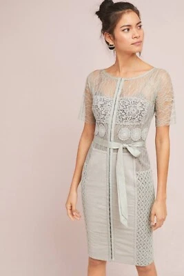 Anthropologie Byron Lars New Carissima Sheath Dress Lace Gray 16P  NWT - Image 1 of 2