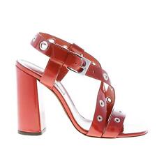 THE OTHER THING Rust Brown Naplak Cross Sandal Silver Grommets Women's Shoes