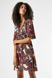 Dorothy Perkins Paisley Print Shirred Waist Skater Dress 16 - Picture 1 of 4