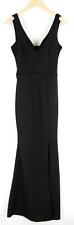 WALG UK8 Women Dress Evening Black Sleeveless V-neck Slit Padded Tall Cut Back