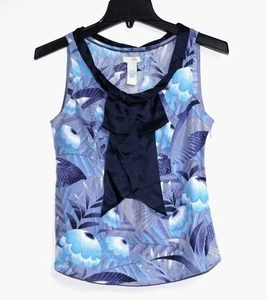 Odille Anthropologie - 2 (XS) Neu ohne Etikett - blau & lila geometrische asiatische Blumen Bluse - Bild 1 von 3