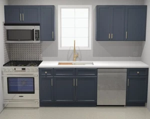 10 ft RTA Kitchen Cabinet Navy Blue Shaker Premier Customize Solid wood 7 set - Picture 1 of 10