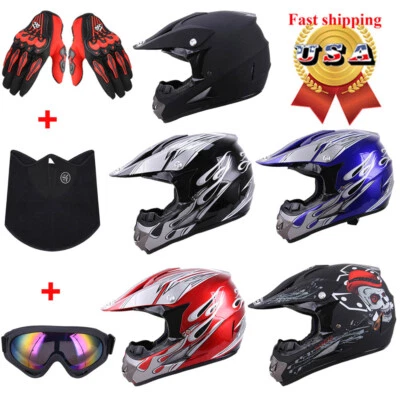 DOT Adulto Motocross Casco ATV Motocicleta Carreras Todoterreno Guantes + Gafas S-XL Foto 1 de 4