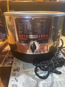 WORKS Vintage Roto Broil Automatic Cooker Deep Fryer Basket MCM Retro RB Fry - Picture 1 of 7