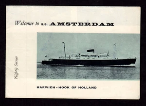 S.S. AMSTERDAM Harwich- Hook of Holland * Schifffahrt-Prospekt um 1960 - Picture 1 of 3