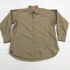 Vintage Rycroft Brown Button Up Long Sleeve Pleat Collared Shirt Mens Size XL
