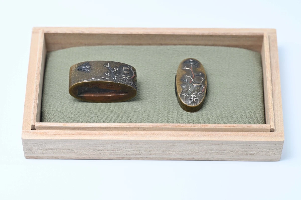 金色黄铜主要古董日本刀镡| eBay