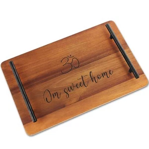 Wood Serving Tray With Handles For Ottoman Coffee Table Sweet Home Large Modern - Picture 1 of 6
