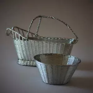 Nachlass Christofle Frankreich versilberter "Perles" geflochtener Bon-Bon Korb - Bild 1 von 6