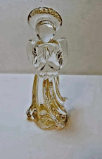 Vintage Murano Style Clear Art Glass Angel w/ Gold Flecks Paperweight Figurine