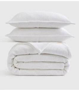NWOT QUINCE ORGANIC COTTON MATELASSE COVERLET SET KING CAL KING WHITE SOLD OUT! - Picture 1 of 17