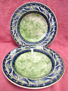 Pier 1 Ceramica Versailles Quadrifoglio Soup Bowls 8 3/4" Rimmed Italy Exc Set 2 - Picture 1 of 8