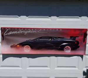 "Vintage schwarz Lamborghini Countach Jubiläumsausgabe Poster 1989 71""x22""" - Bild 1 von 6