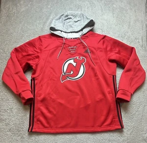New Jersey Devils adidas Skate Lace Primeblue Team Red Pullover Hoodie XL - Picture 1 of 5