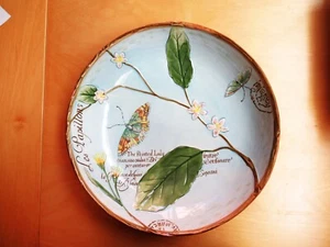 Fitz and Floyd "Toulouse" Butterfly XL 13.5" Ceramic Bowl Floral Green Glazed - Picture 1 of 6