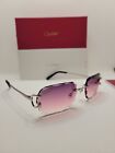 Cartier Big C Sonnenbrille aus Draht mit Gläsern aus lila Trauben diamantgeschliffen