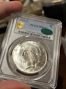 1926-S Peace Dollar MS-64 + PCGS CAC Overpolished Die Obverse! Amazing Looking - Picture 1 of 10
