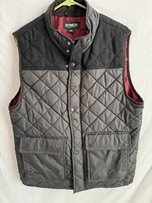 Outdoor Life Quilted Jacket Vest Mens Medium Stylish Zip Up Pockets Wool Accents - Image 1 of 4