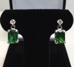2ct Emerald Lab-Created Moissanite Elegant Stud Earrings 9k White Gold Plated - Picture 1 of 5