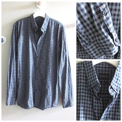 CAMISA SISLEY ITALY HOMBRE GINGHAM CUADROS BOTONES GRIS/NEGRO Talla-L Foto 1 de 4
