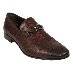 Men's GENIO Genuine Ostrich Embossed Leather Shoes Turkey 120332831 Cognac - Picture 1 of 13