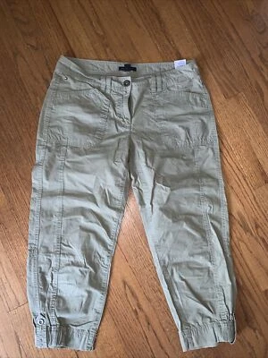 TOMMY HILFIGER Army Olive Green Crop Pants Boyfriend Chino Size 6 ❤️tb5m17 — 第 1/4 张图片