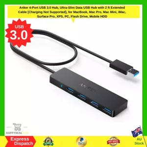 Anker 4-Port USB 3.0 Hub Ultra-Slim Data USB Hub with 2 ft Extended Cable NEW AU - Picture 1 of 7