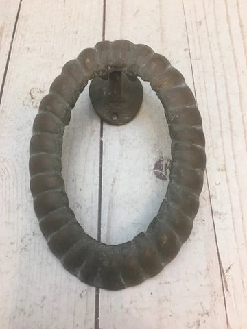 Vintage Ornate Oval Solid Brass Copper Tone Handle door Pull 5'' Tall Cover