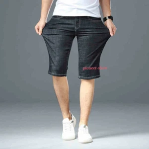 Pantalones Cortos de Denim para Hombres Verano Medio Pantalón Informal Jeans Elastizados Carga Combate Moda Nuevos - Imagen 1 de 14