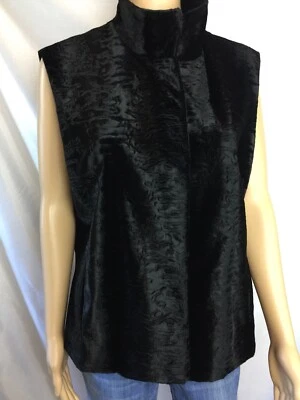 Olsen, negro, cuello, texturizado, suave, chaleco de piel sintética, bolsillos, forrado talla EE. UU. 12/ EUR 44 Foto 1 de 4