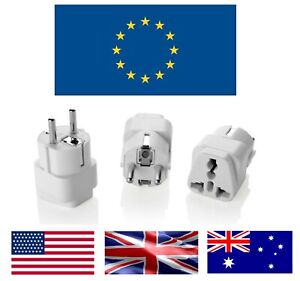 US AU UK MULTI to EU Euro European Travel Plug Adapter SCHUKO Socket Converter
