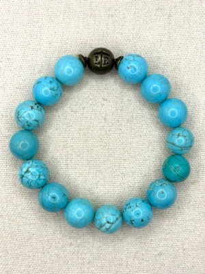 Pulsera elástica Lenny And Eva turquesa bola cuentas bronce antiguo diseñador Foto 1 de 4