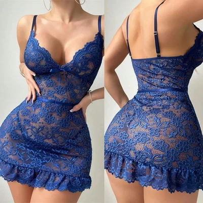 Lingerie Bodysuit Lace-Up Underwear Babydoll Sexy Women Sleepwear One Piece Set - Image 1 of 4