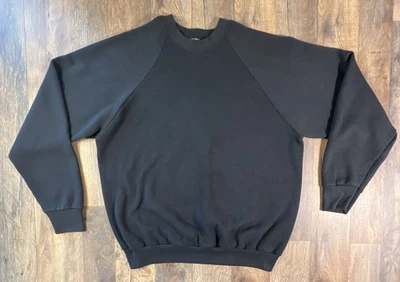 Vintage 90s Blank Faded Black Pullover Sweatshirt Crewneck Ladies L Grunge. - Image 1 of 4